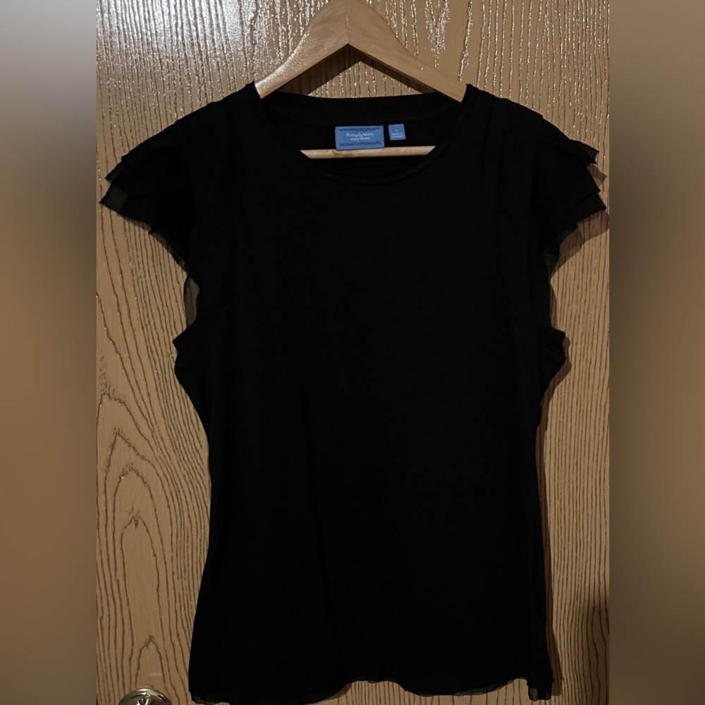 SimplyVera Vera Wang Sleeveless Black Top Large